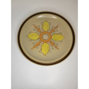 Vtg Hearthside Stoneware Ovenproof Hand Painted Fleur De Lis 10 In Dinner Plate
